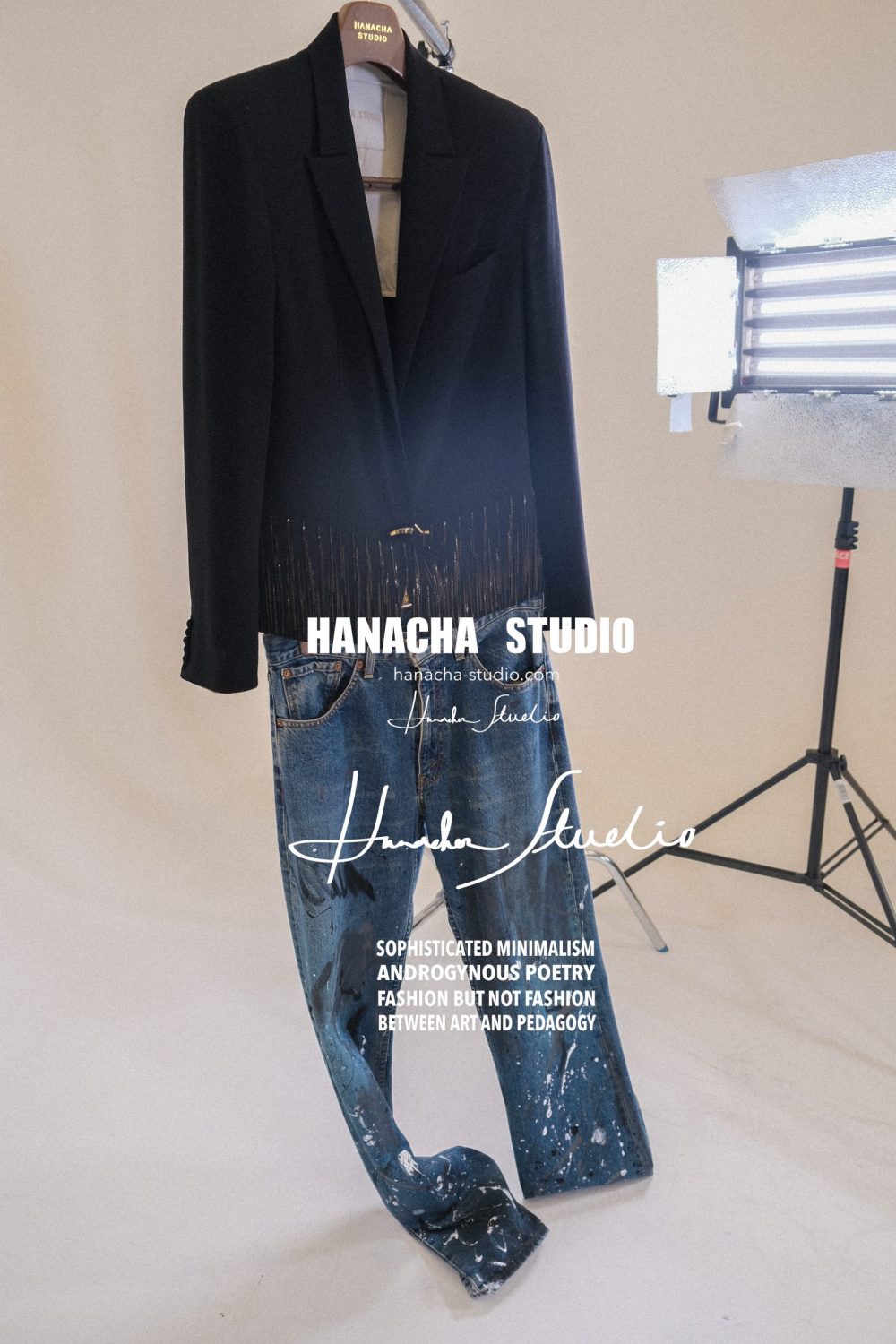 CLASSIC No_5 Black Metal-fringed Tailored Jacket